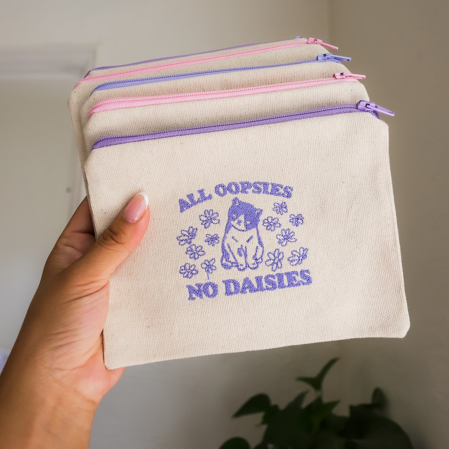 Embroidered Zipper Pouch All Oopsies No Daisies