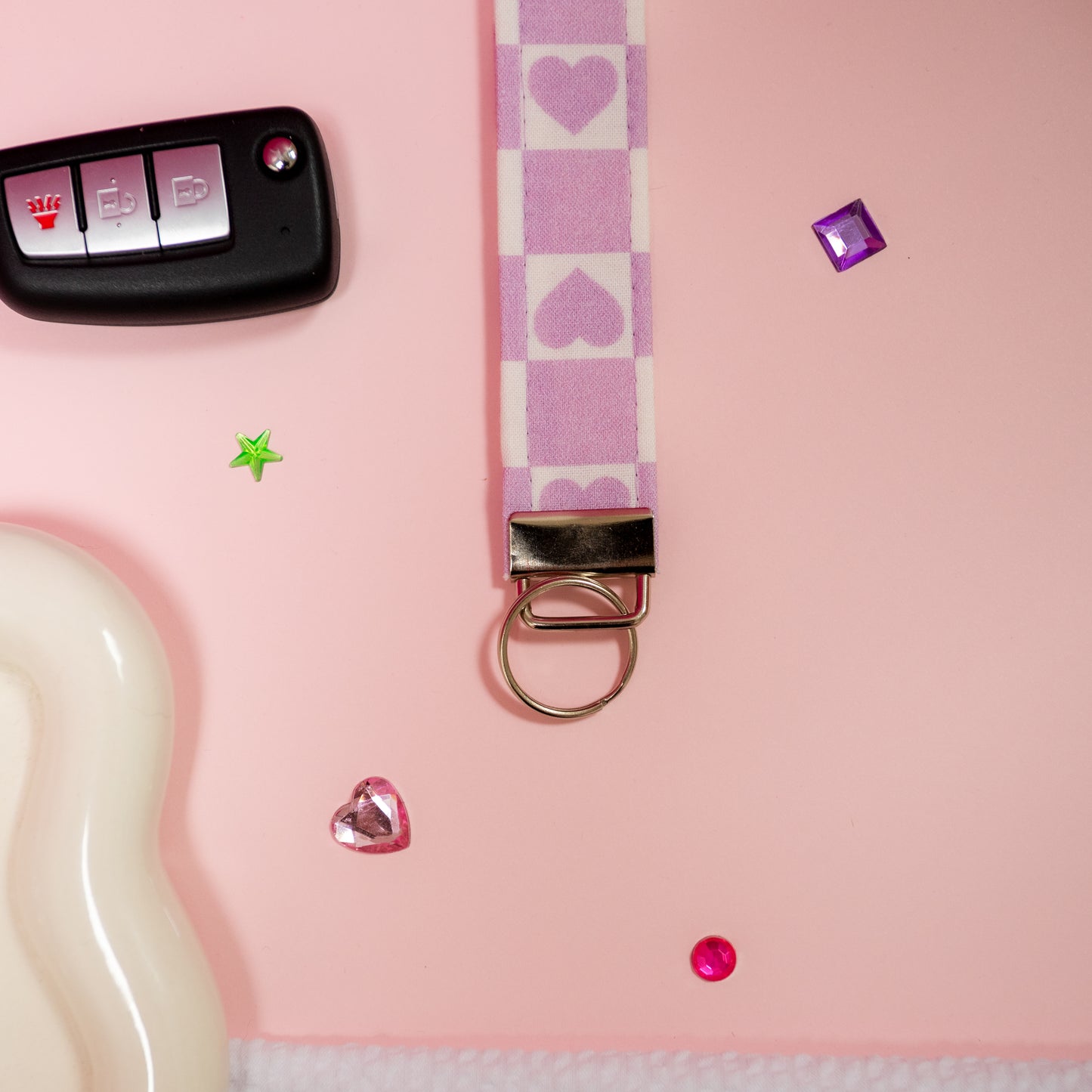 Key Fobs -Purple Heart Check Handmade Keychain