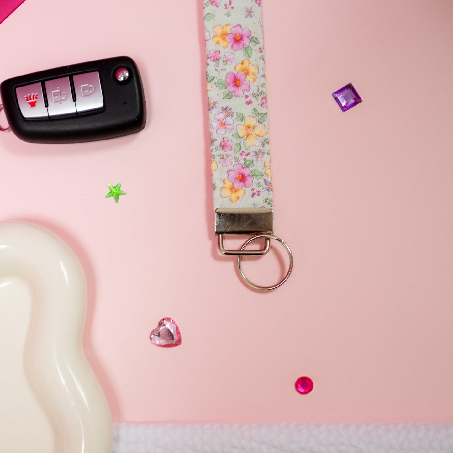 Key Fobs - Blue Floral Handmade Keychain