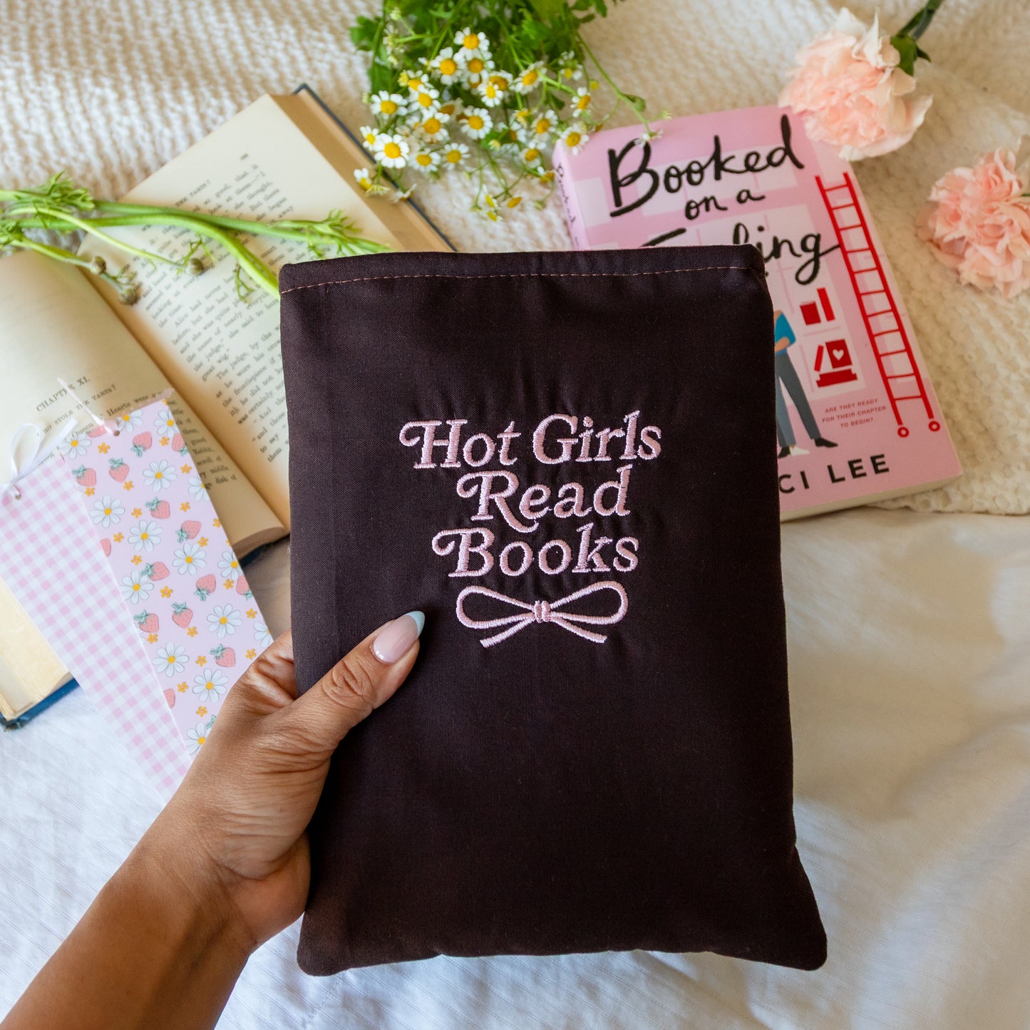 Embroidered Book Sleeve - Hot Girls Read Books