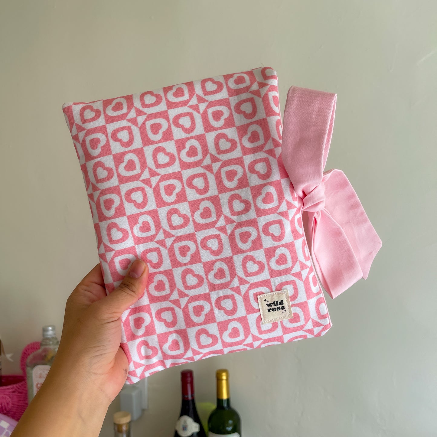 Bow Pink Heart Book Sleeve