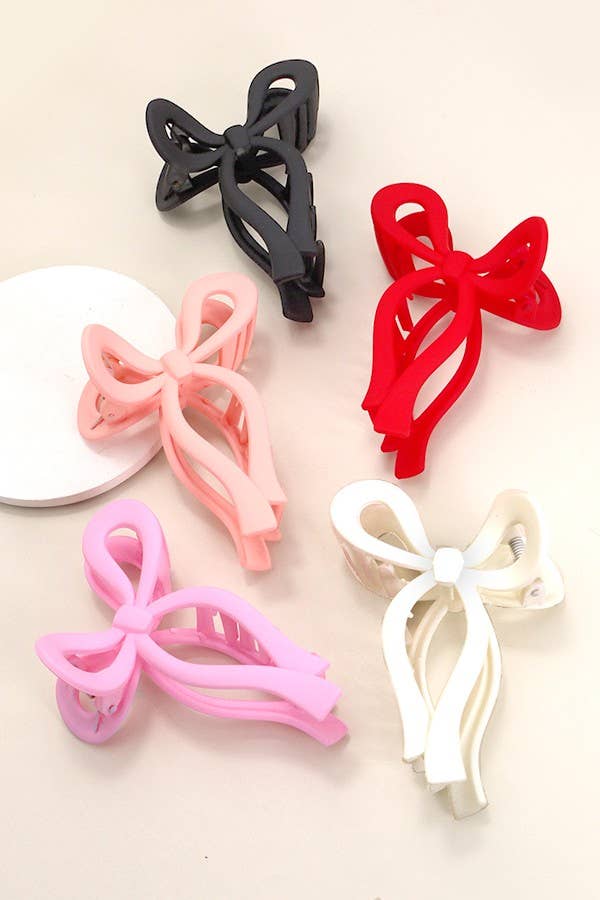 Pink Bow Hair Claw Clip
