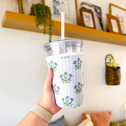 Bellflowers and Stripes Iced Coffee Sleeve