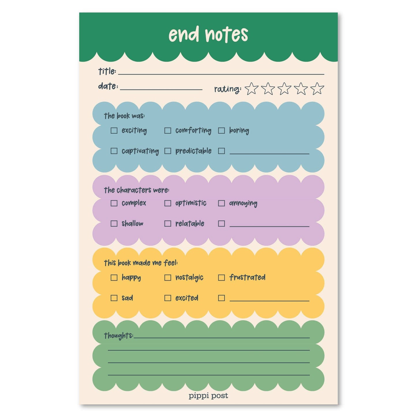 End Notes Book Reflection & Review 4x6 Notepad