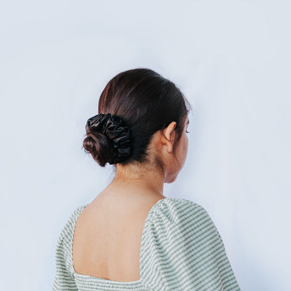 Classic Black Satin Scrunchie