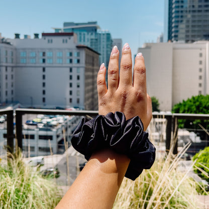 Classic Black Satin Scrunchie