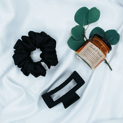 Classic Black Satin Scrunchie