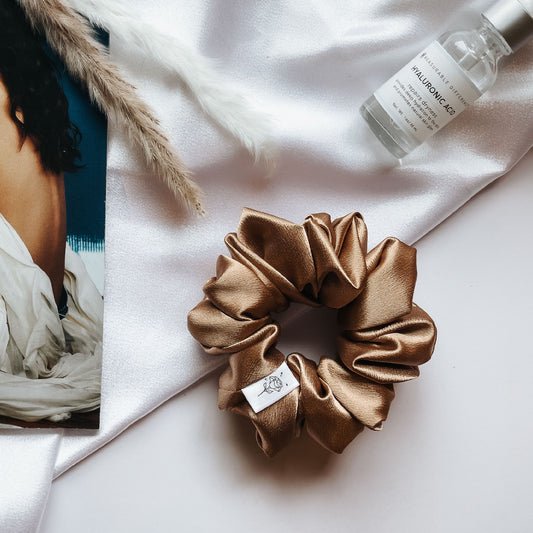Tan Satin Scrunchie
