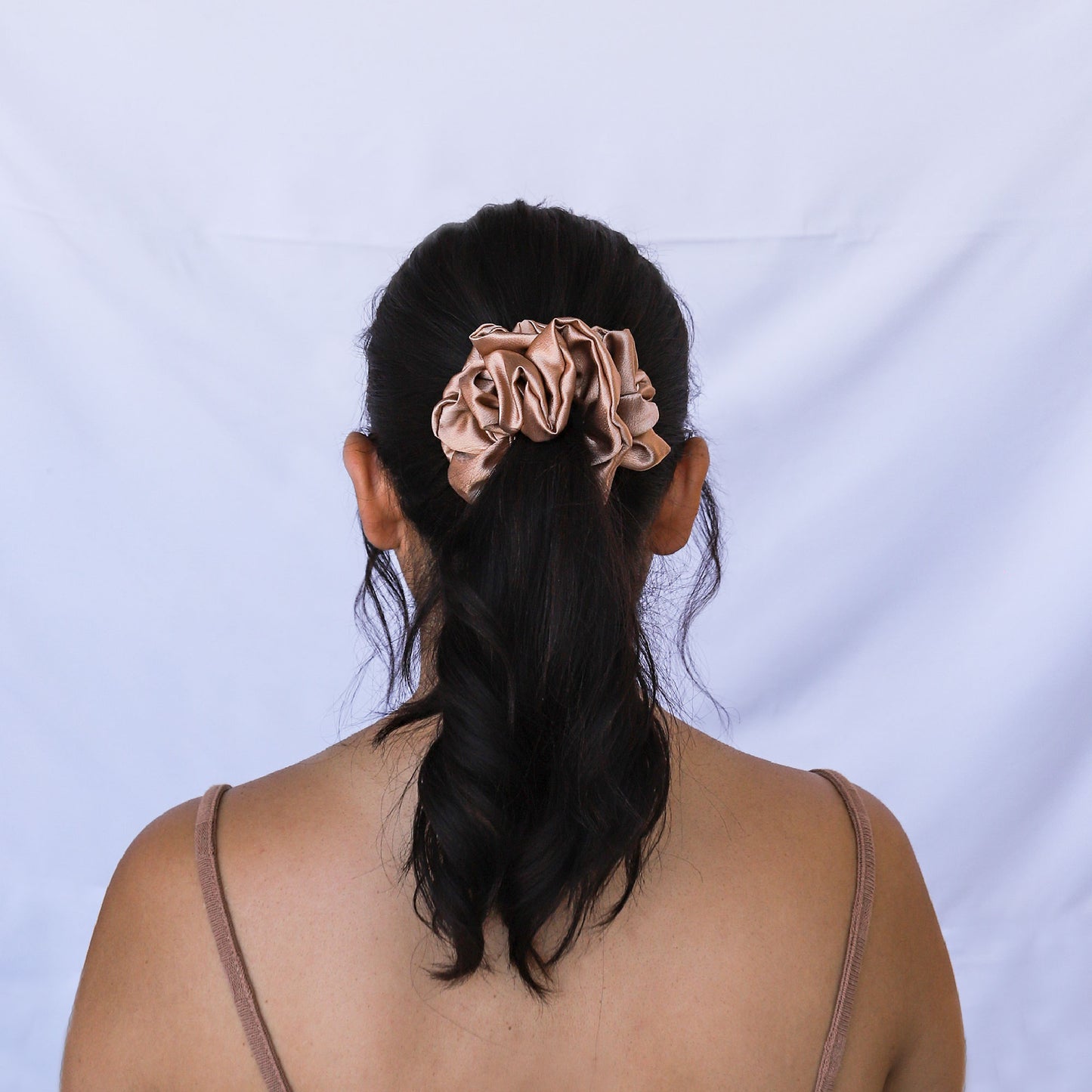 Tan Satin Scrunchie