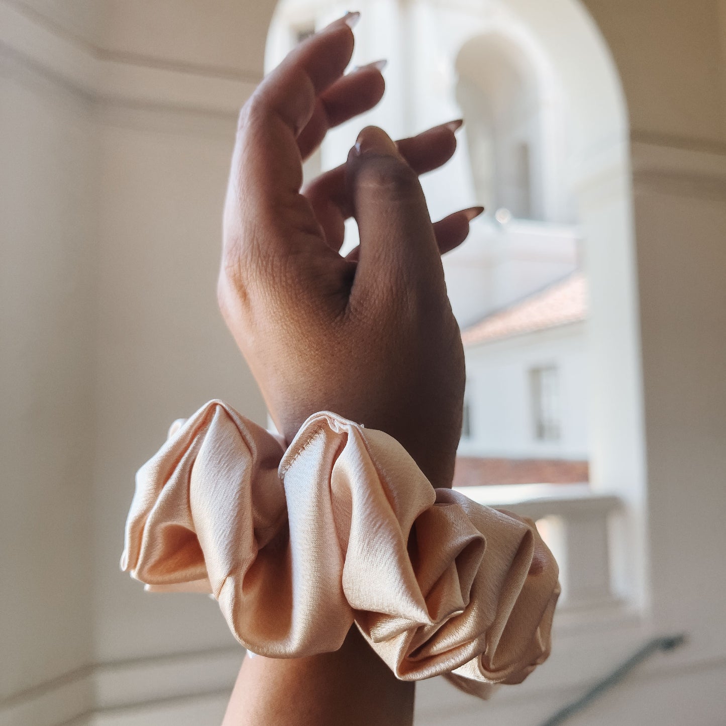 Nude Satin Scrunchie