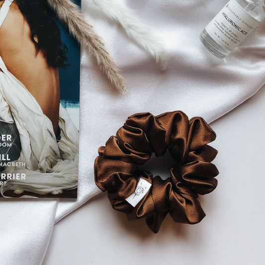 Chocolate Satin Scrunchie