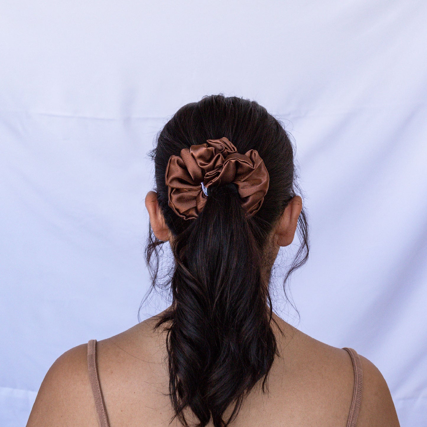 Chocolate Satin Scrunchie