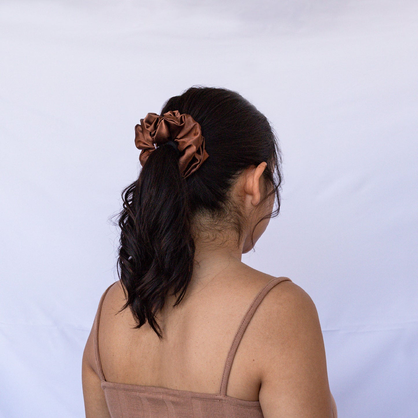 Chocolate Satin Scrunchie