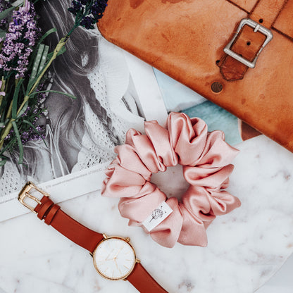 Classic Pink Satin Scrunchie