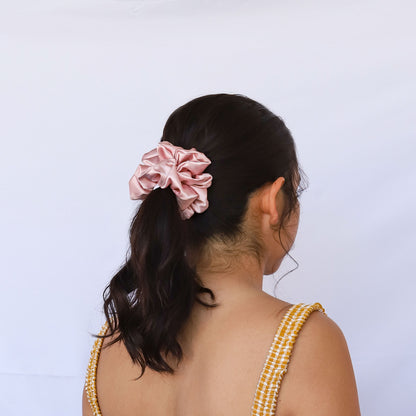 Classic Pink Satin Scrunchie