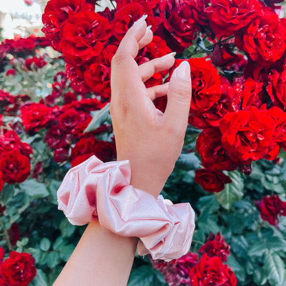 Classic Pink Satin Scrunchie