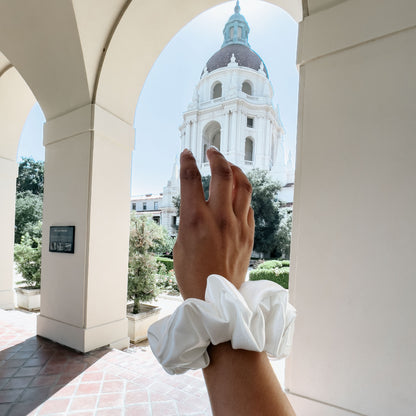 Classic White Satin Scrunchie