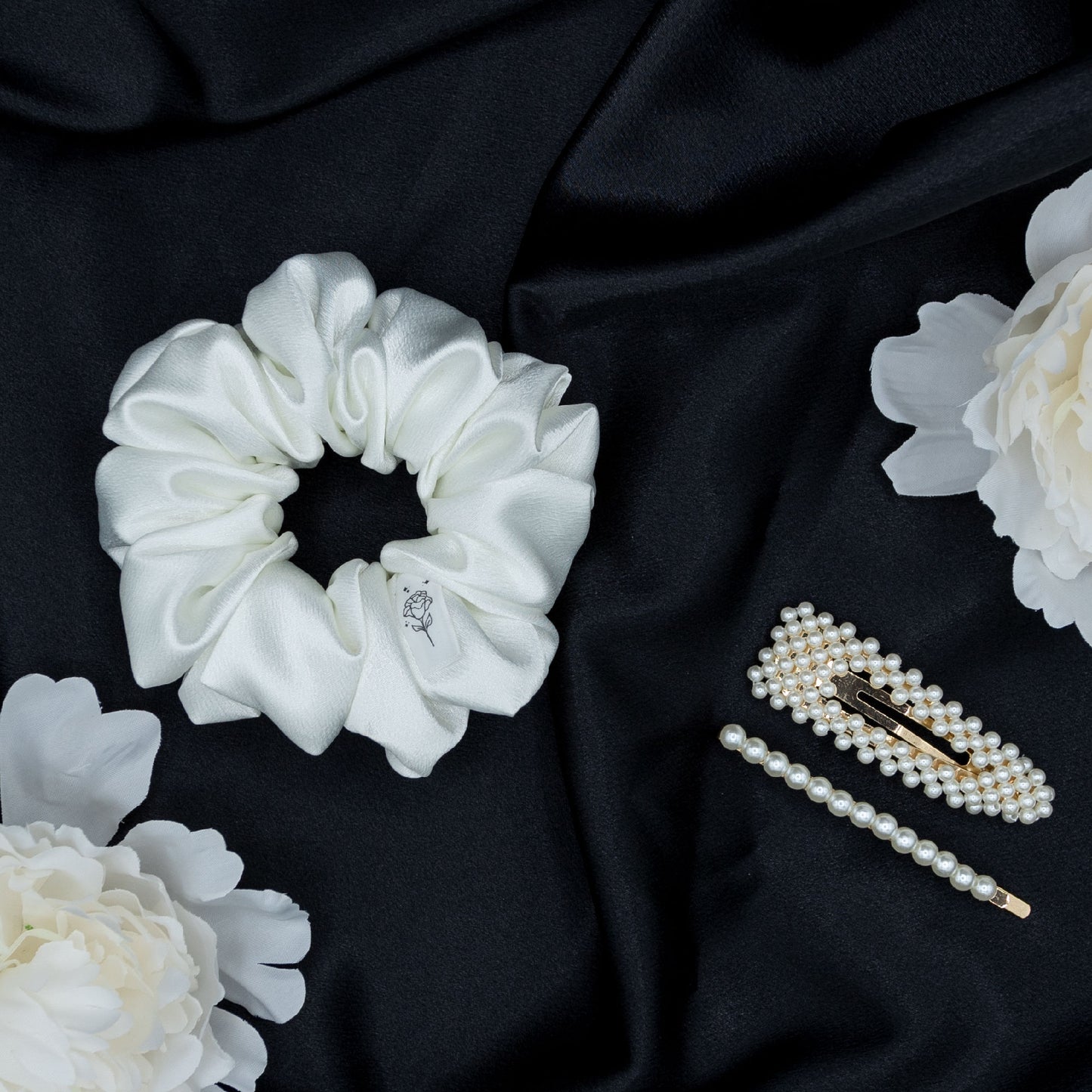 White Satin Scrunchie