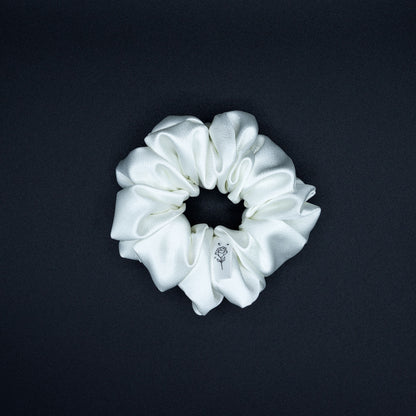 Classic White Satin Scrunchie
