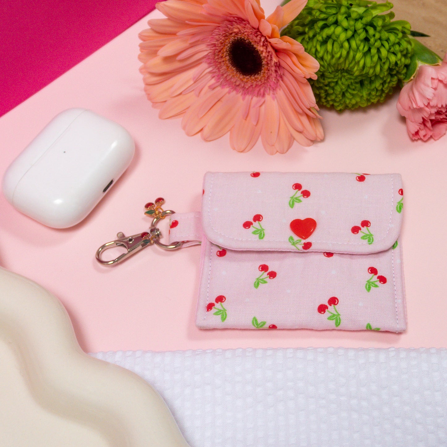AirPod Holder - Baby Pink Cherries