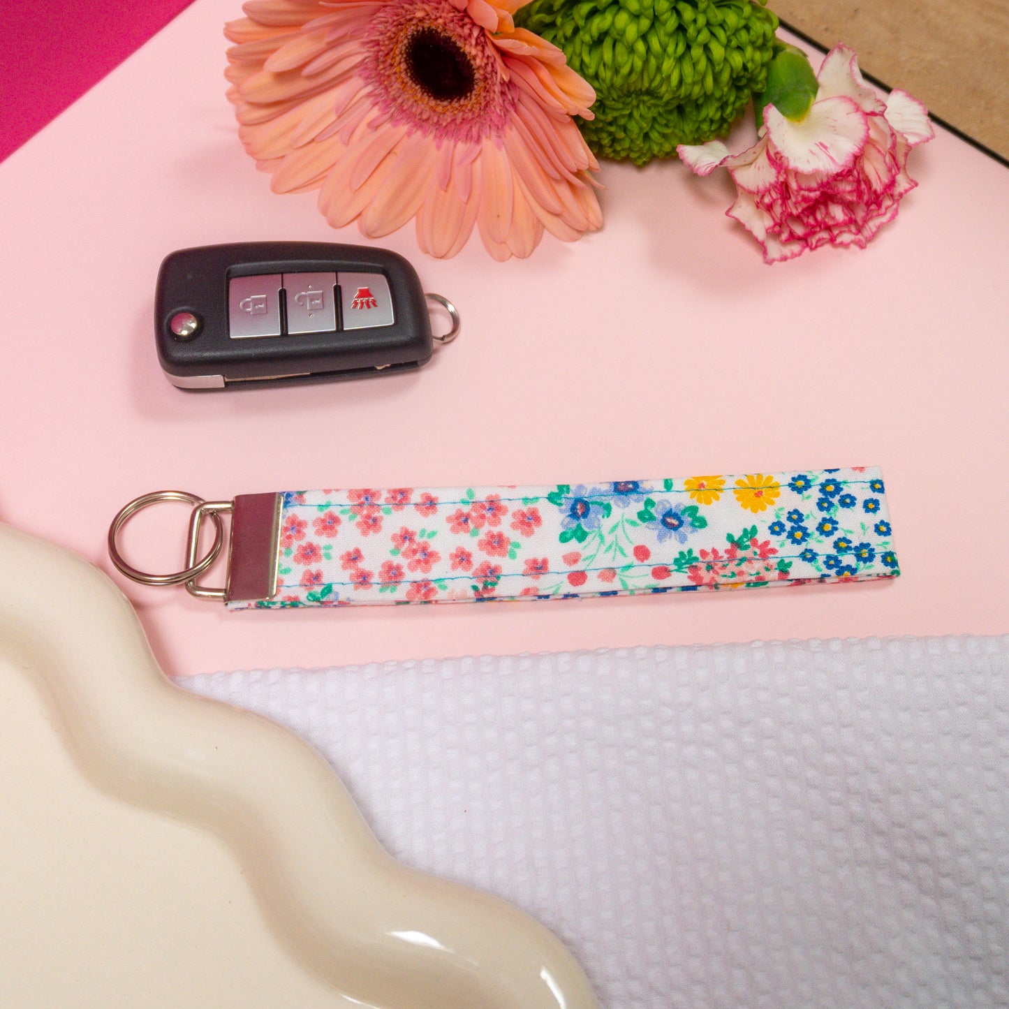 Key Fobs - Colorful Floral Handmade Keychain