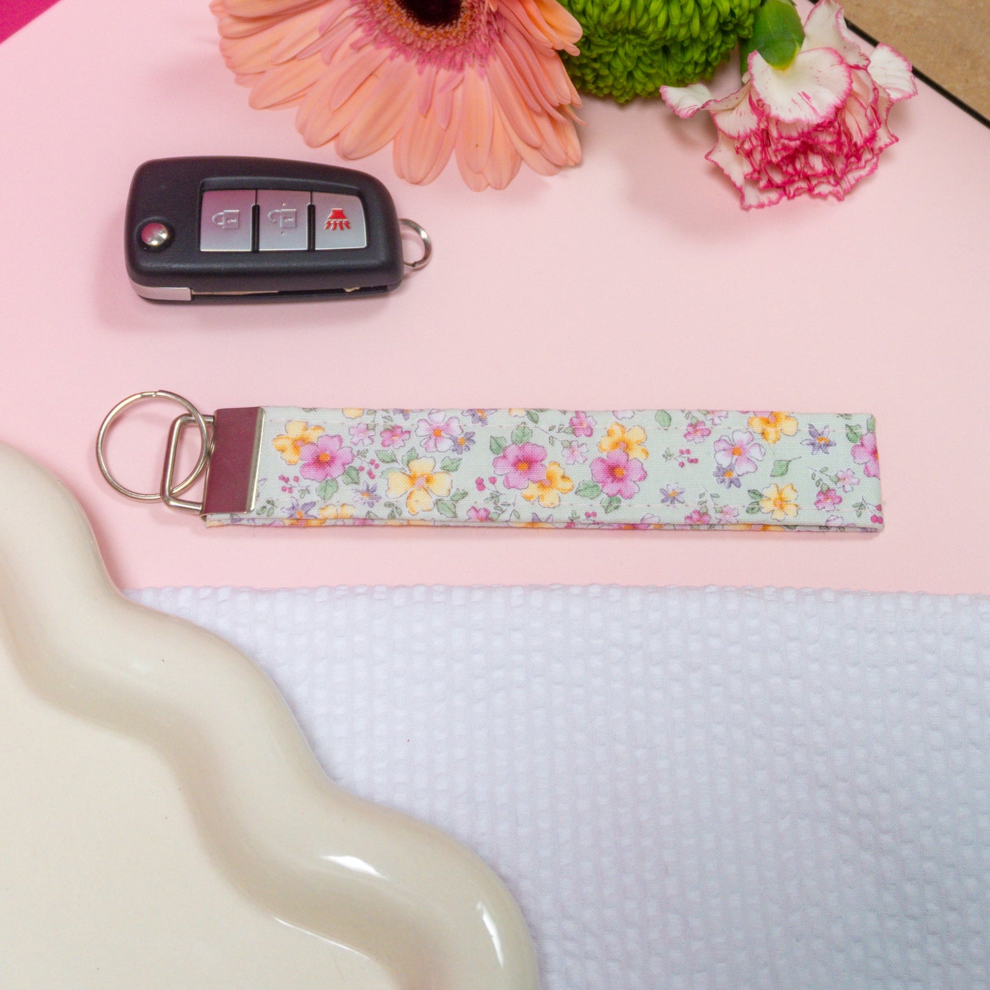 Key Fobs - Blue Floral Handmade Keychain