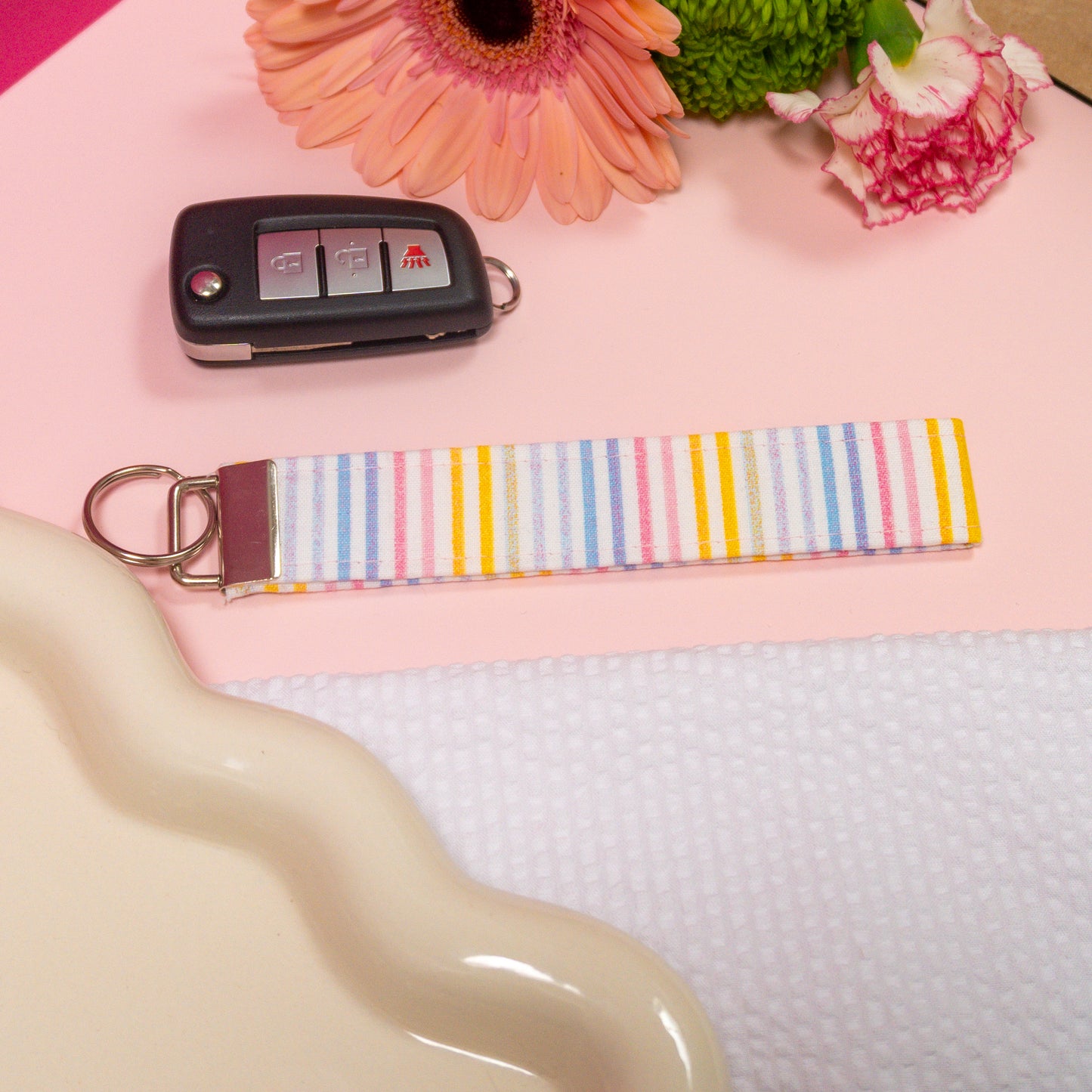 Key Fobs - Rainbow Stripes Handmade Keychain