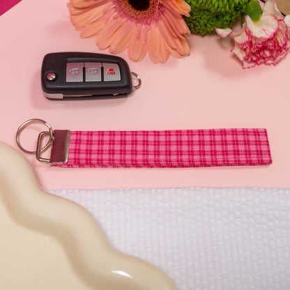 Key Fobs - Hot Pink Gingham Handmade Keychain