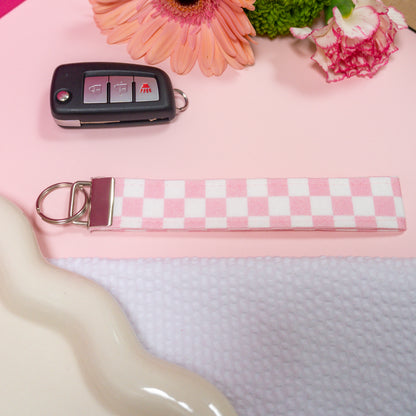 Key Fobs - Pink Checkered Handmade Keychain