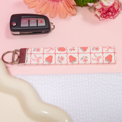 Key Fobs -Strawberries and Bows Handmade Keychain