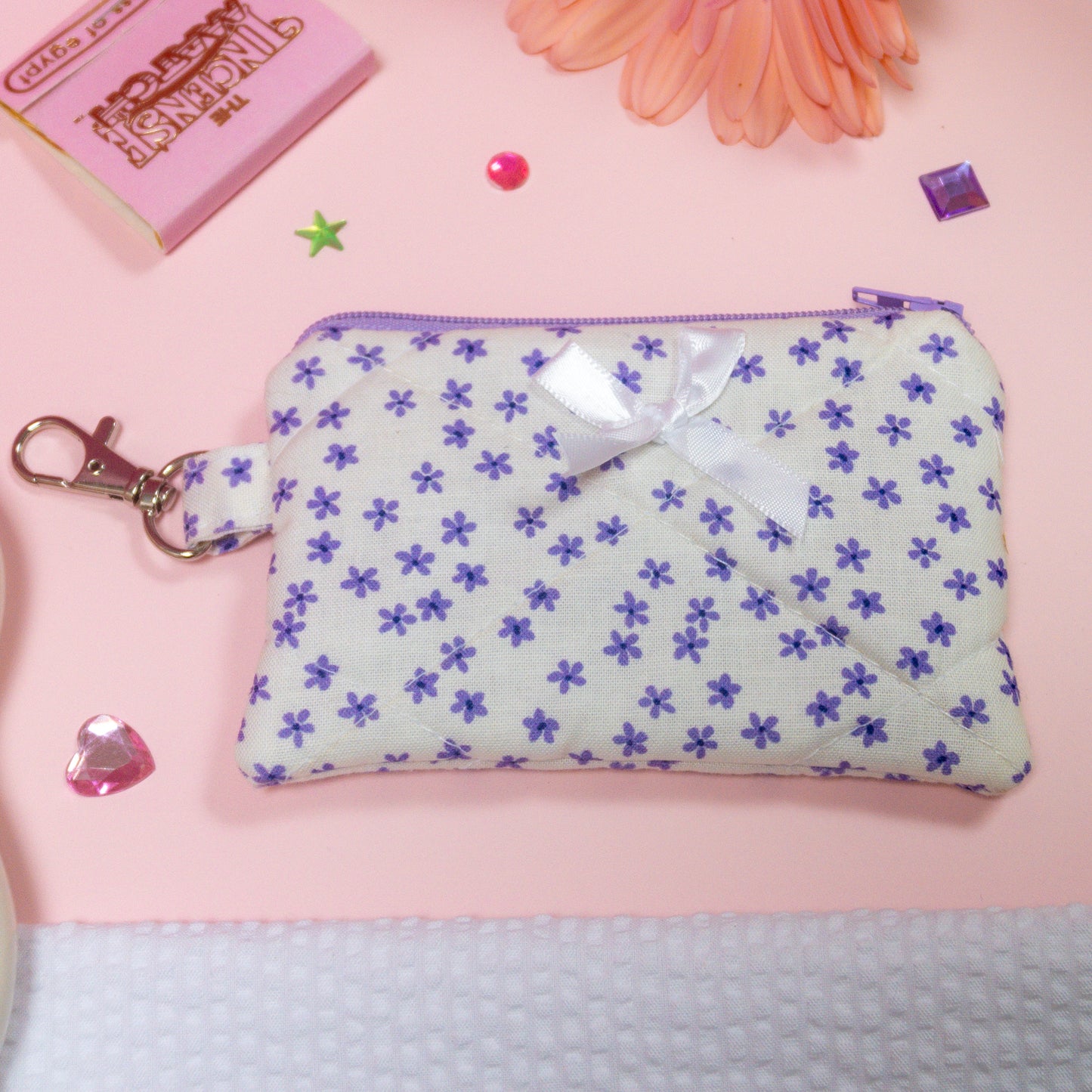 Mini Wallet - Purple Daisies
