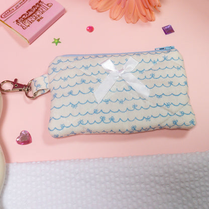 Mini Wallet - Baby Blue Bows