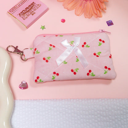 Mini Wallet - Baby Pink Cherries