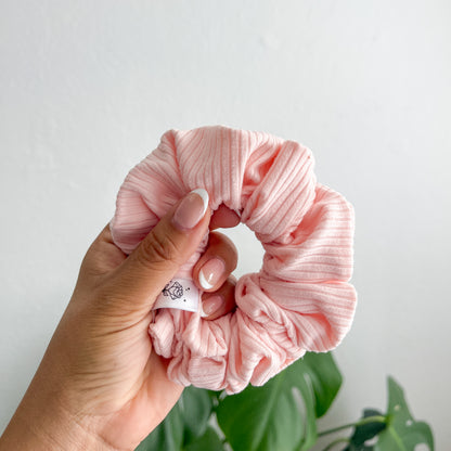 Classic Stretch Pink Ribbed Scrunchie