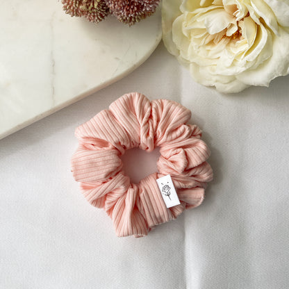 Classic Stretch Pink Ribbed Scrunchie