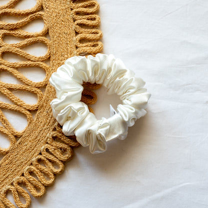 XXS White Satin Scrunchie