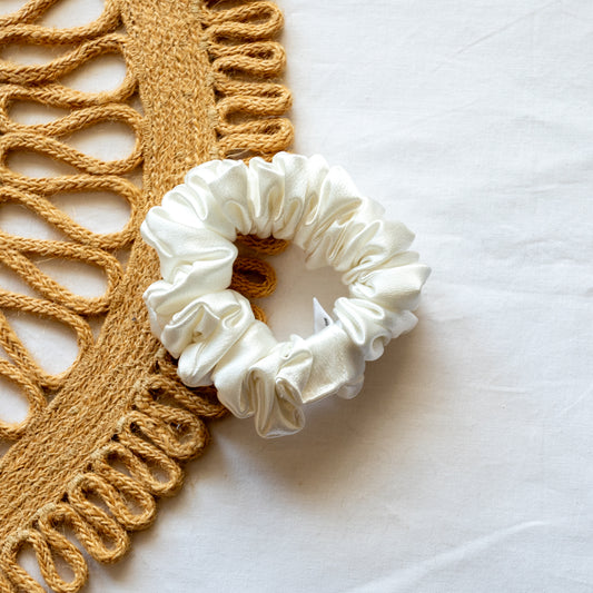 XXS White Satin Scrunchie