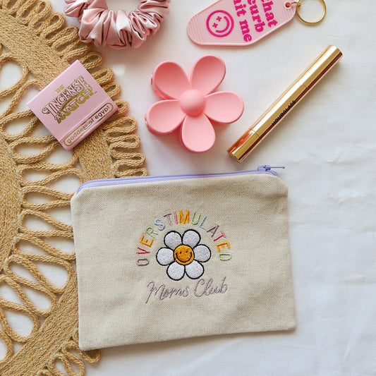 Embroidered Zipper Pouch Overstimulated Moms Club