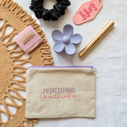 Embroidered Zipper Pouch Professional Overthinker