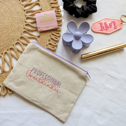 Embroidered Zipper Pouch Professional Overthinker