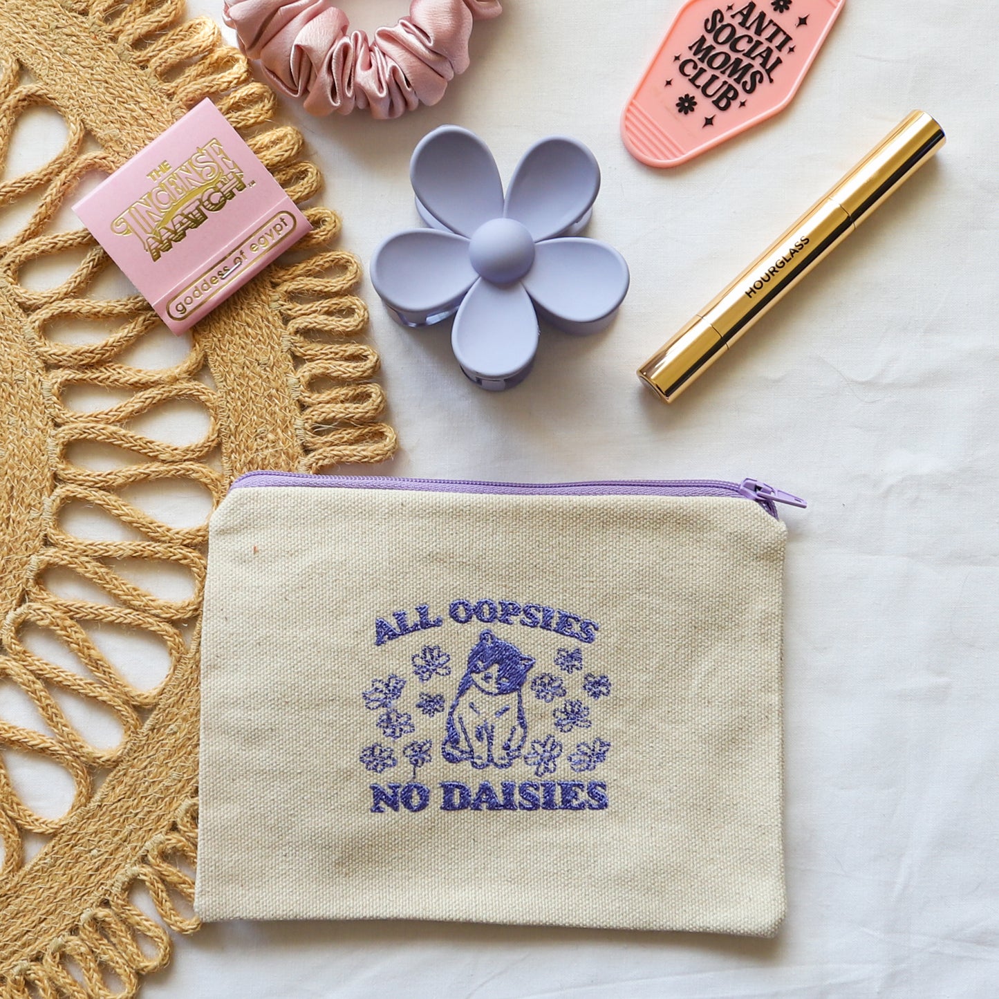 Embroidered Zipper Pouch All Oopsies No Daisies