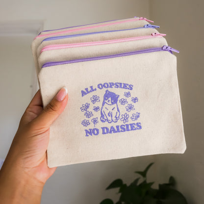 Embroidered Zipper Pouch All Oopsies No Daisies
