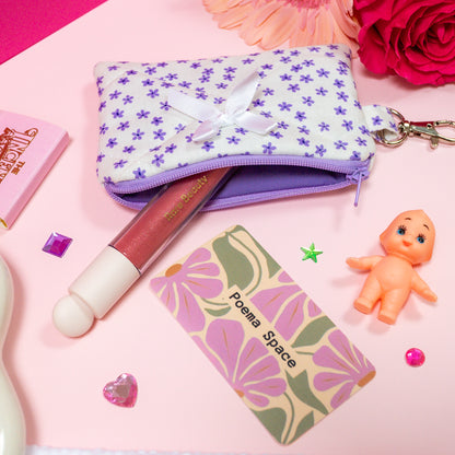 Mini Wallet - Purple Daisies