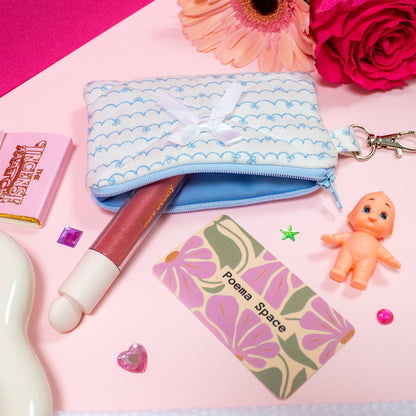 Mini Wallet - Baby Blue Bows