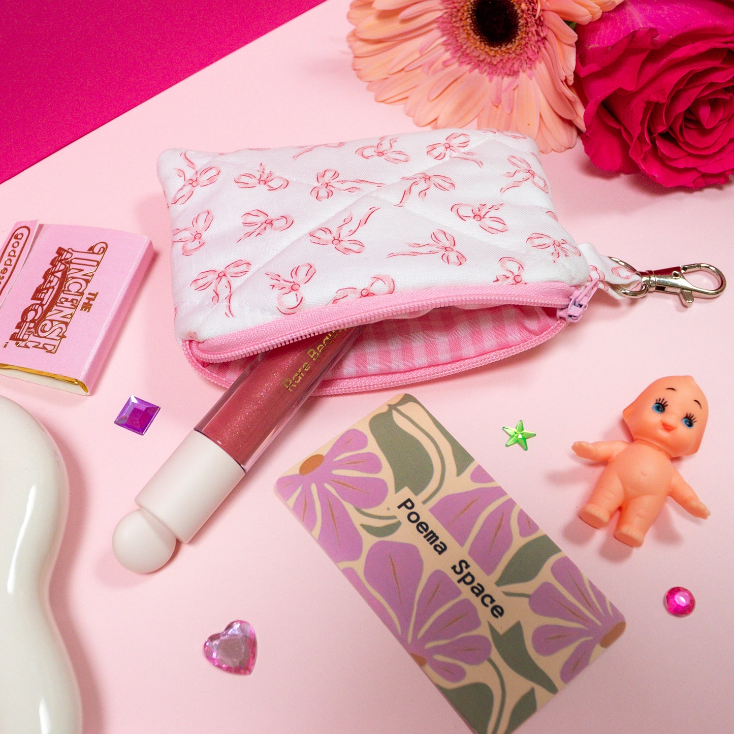 Mini Wallet - Baby Pink Bows