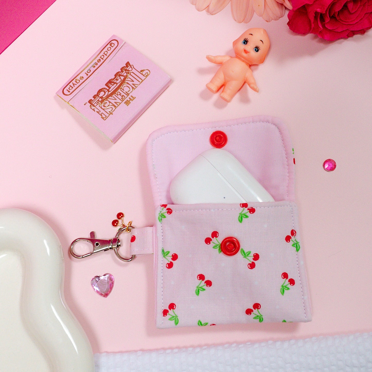 AirPod Holder - Baby Pink Cherries
