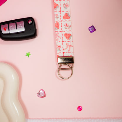 Key Fobs -Strawberries and Bows Handmade Keychain