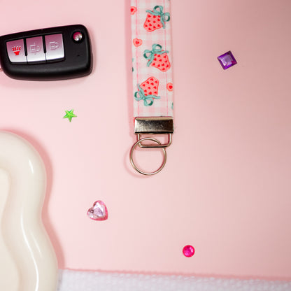 Key Fobs -Strawberry Gingham Handmade Keychain