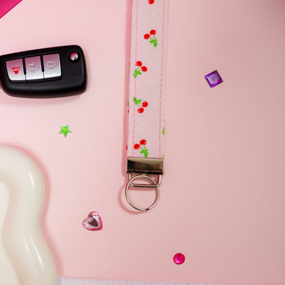 Key Fobs - Baby Pink Cherries Handmade Keychain