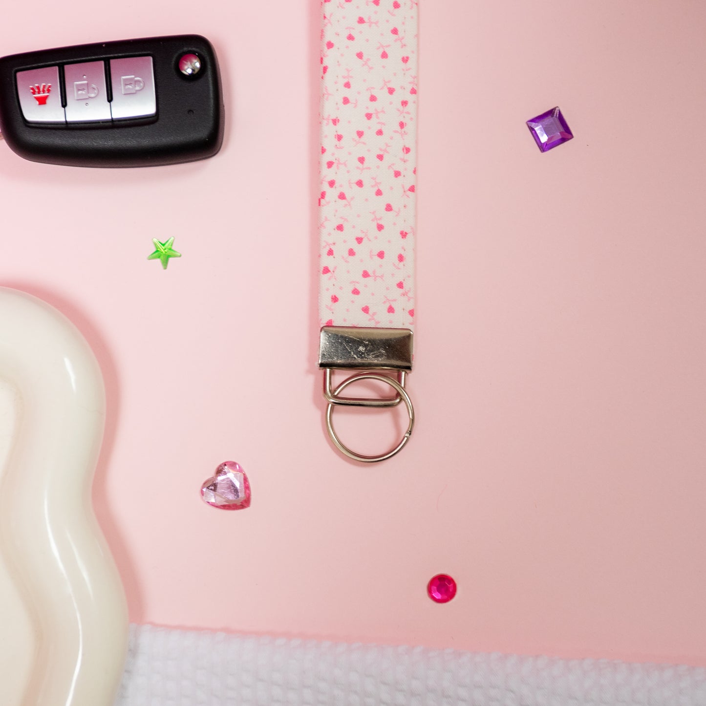 Key Fobs - Mini Pink Hearts Handmade Keychain